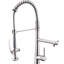 Robinet de cuisine robuste en nickel brossé avec rotation à 360 degrés et fonction de pré-rinçage avec robinet à ressort en laiton-494370716