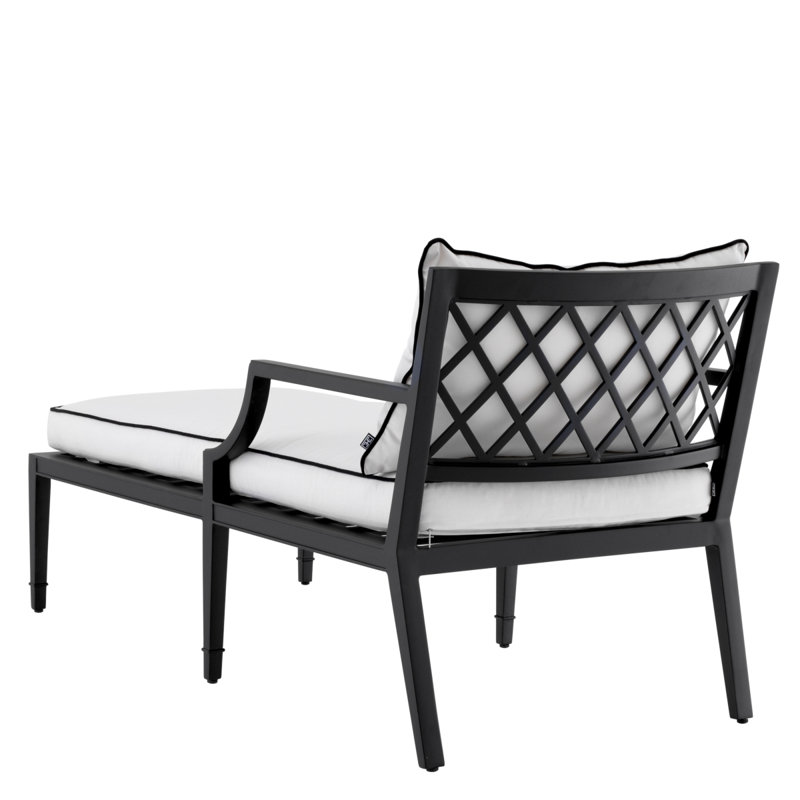 Bella Vista Outdoor Chaise Lounge, Black Frame/White Cushion