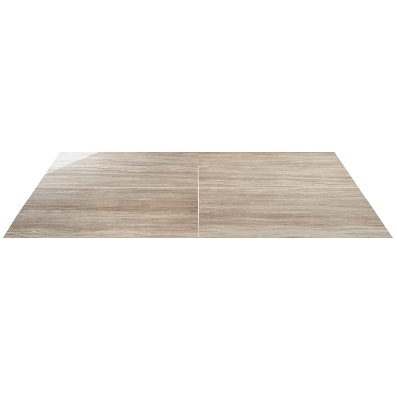 Nashville 24x48 Polished Travertine Look Porcelain Tile, Taupe