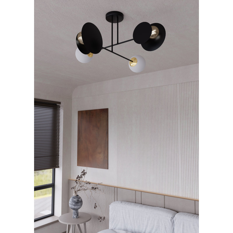 Cifuentes Glass Semi Flush Mount, Black