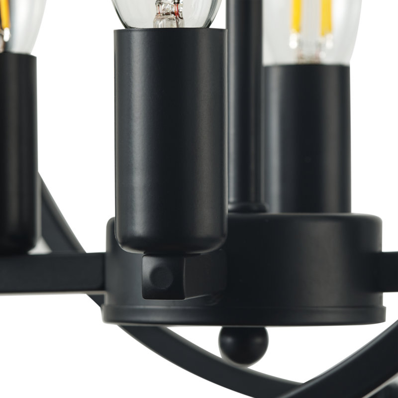 4-Light matte black adjustable iron pendant lamp