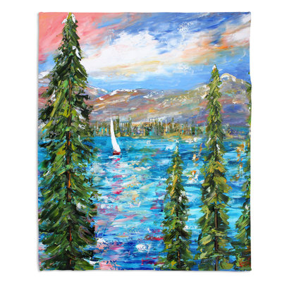 Couverture sherpa doux coucher de soleil lake tahoe