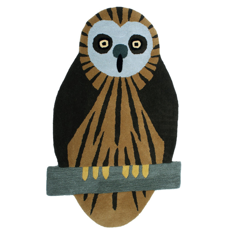 Hot-Fudge Owl on A Branch Yogic Asana Mat from Mirzapur 