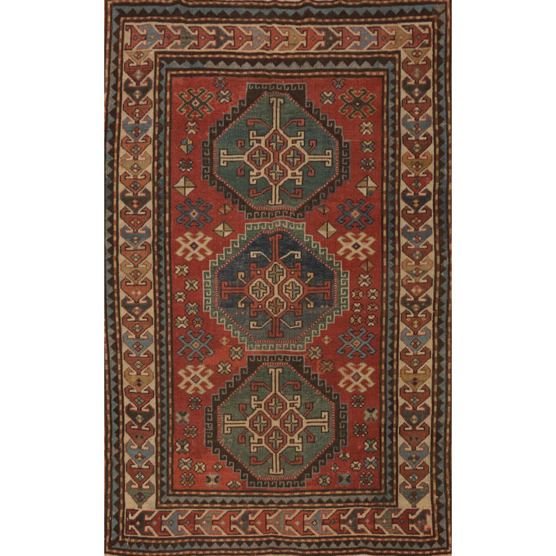 Tapis à teinture de légumes oriental tribal antique pré-1900 4 x 5