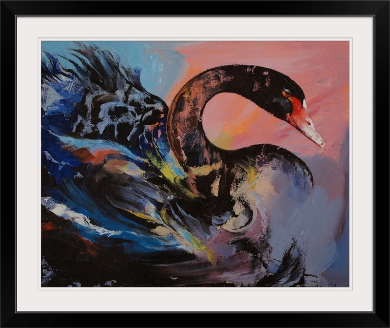 «Aivree Black Swan» par Michael Creese, reproduction d'art, H 24 po x l 28 po x P 1 po, Cadre noir