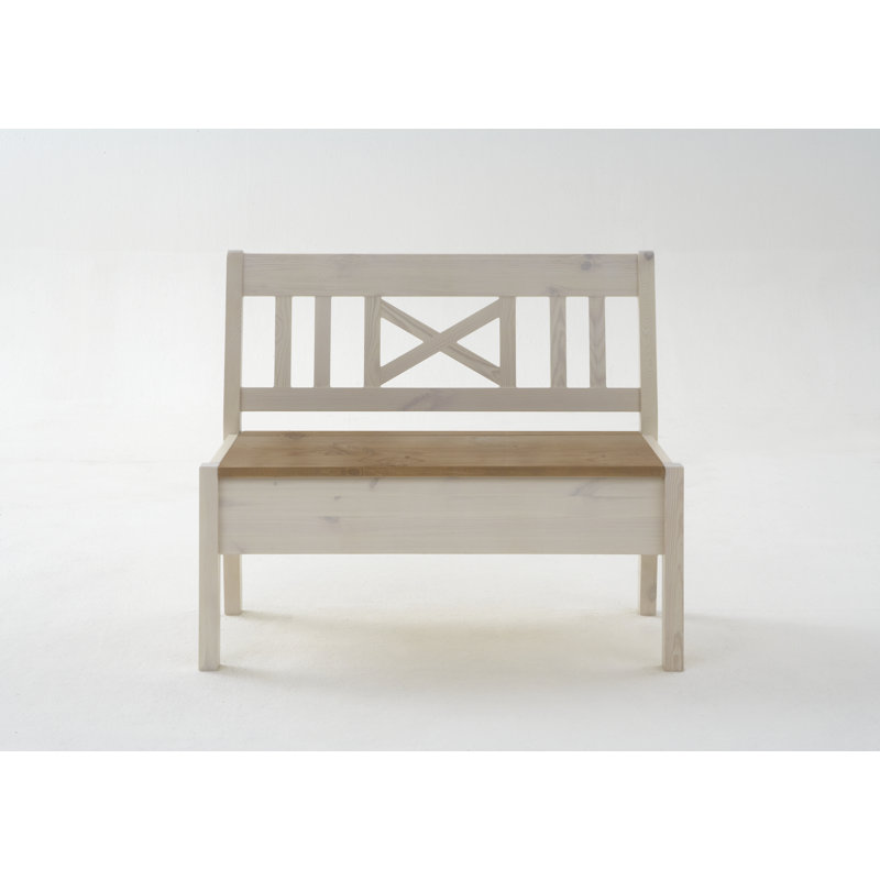 Manon Upholstered Storage Bench, Armless, White/Leach-coloured