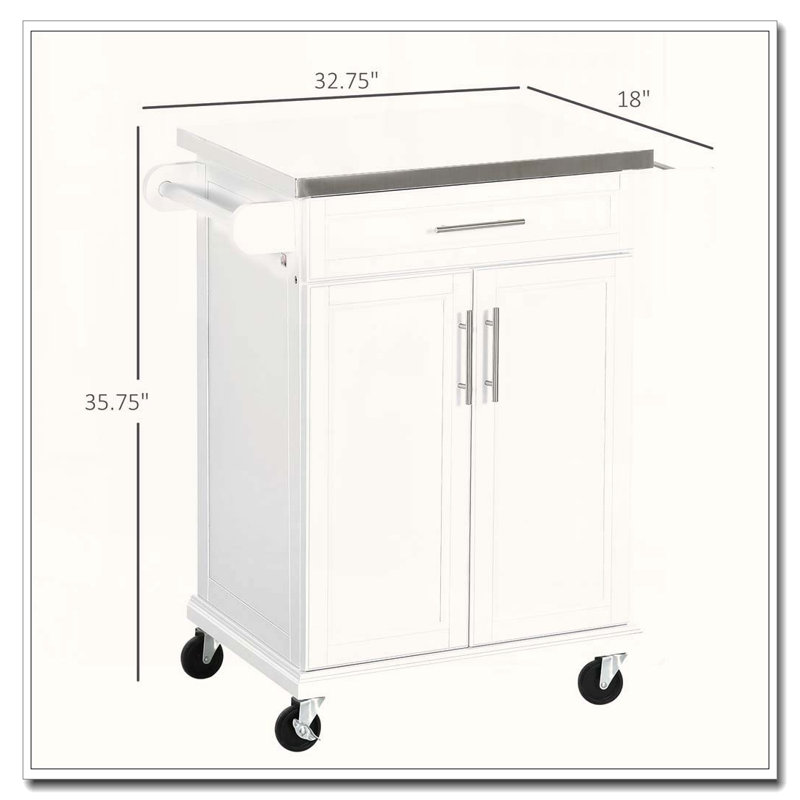 29.9" Kitchen Island with Top, White