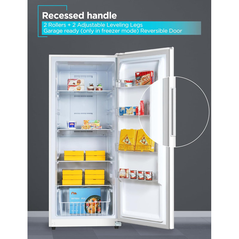 BLACK+DECKER 14 Cu. Ft. Convertible Freezer Refrigerator, Upright Freezer with Glass Shelves, ENERGY STAR rated, Frost Free, BUC1400XW, White