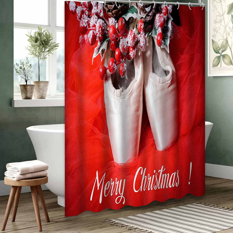 Rideau de douche rouge imperméable, rideaux de douche pour la salle de bain avec 12 crochets, 72" L x 84" W