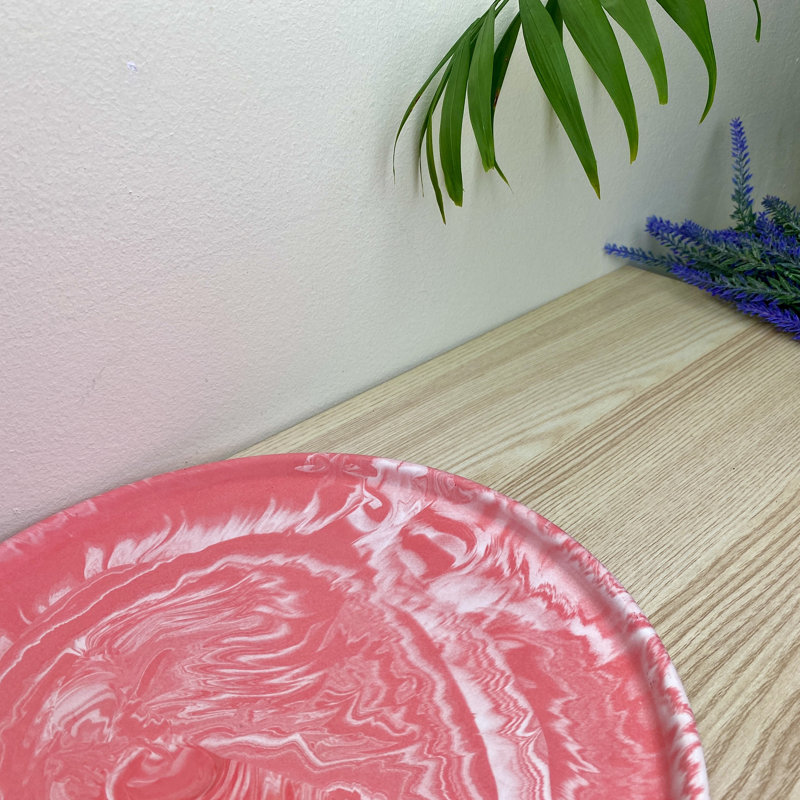 Large Round Tray/ Decorative Plate, Pink