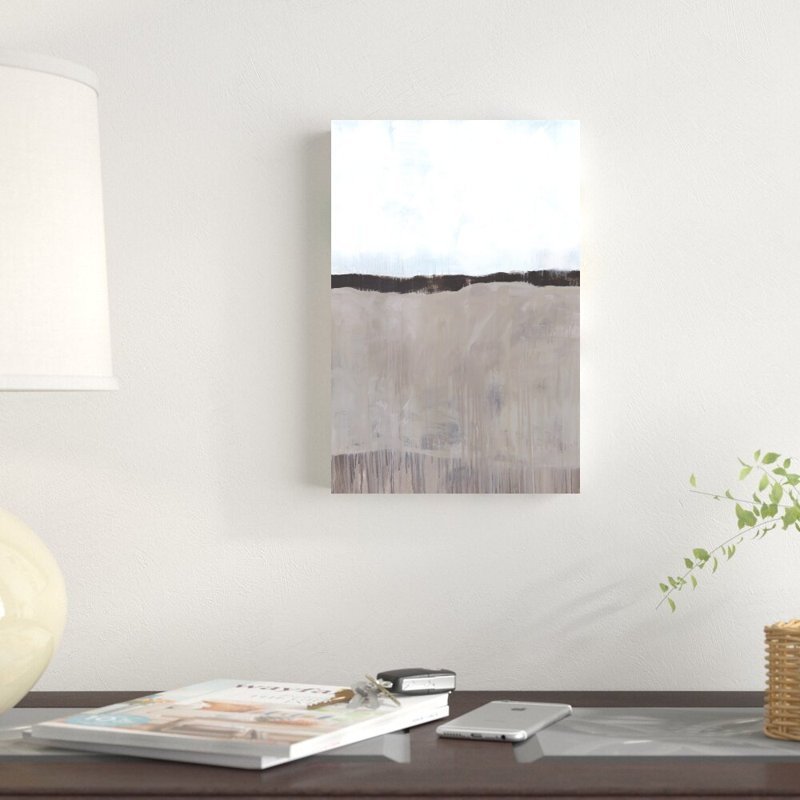 Reproduction d’art sur toile tendue avec des gouttes verticales brunes et blanches, H 12 po x l 8 po