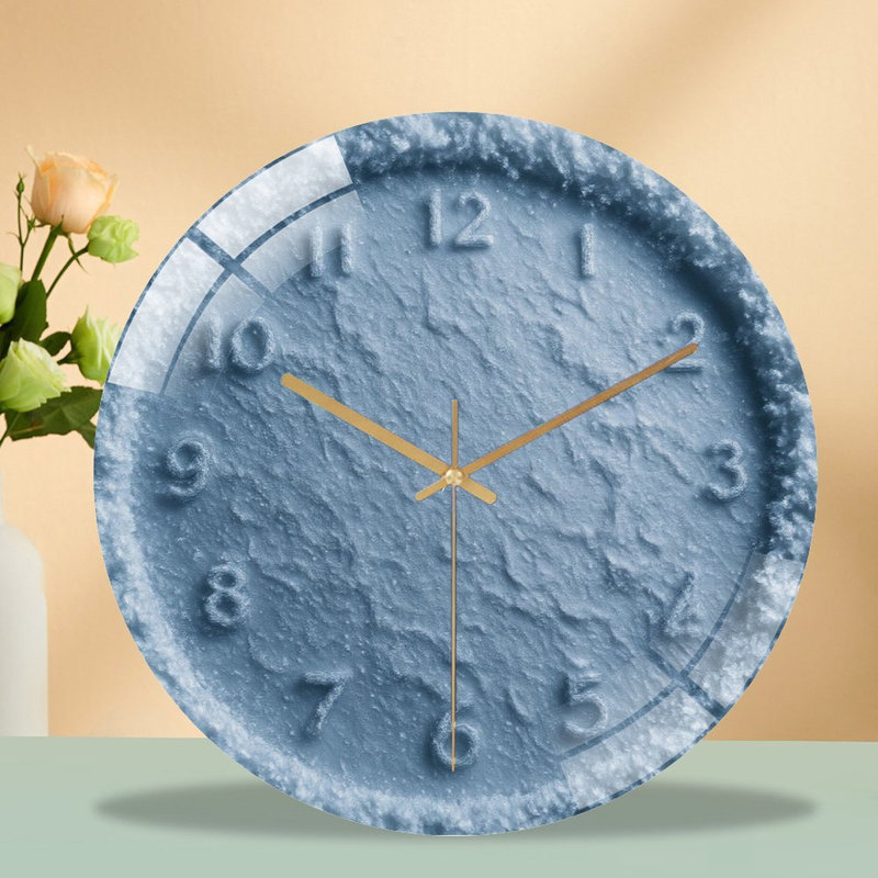 Frozen-Clock-Face-With-Numbers Art - 12'' Modern Glass Wall Clock