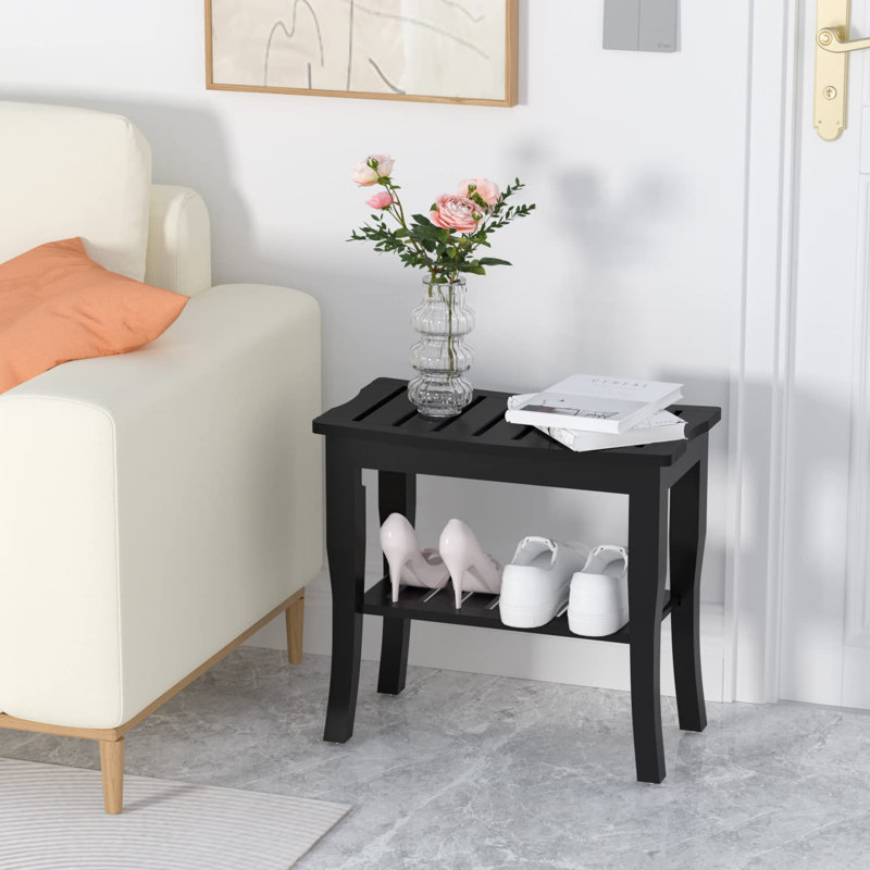 Banc de douche en bambou l 18,98 po Nathalie, Noir