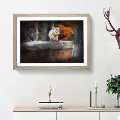 Squirrel by an Autumn Forest in Abstract - Framed Print