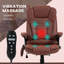 Fauteuil de bureau vibrant à 6 points avec massage chauffant, dossier haut inclinable en microfibre avec dossier inclinable, accoudoirs rembourrés et télécommande, rouge-104524387