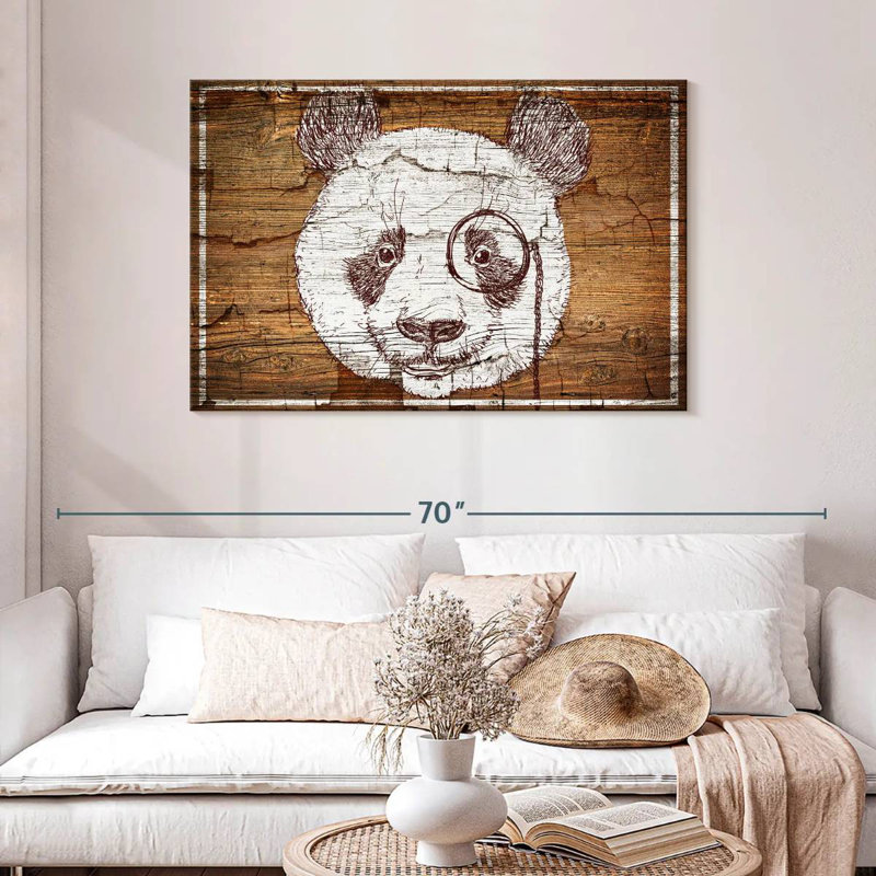Brampt Panda On Wood, 30" H x 45" W
