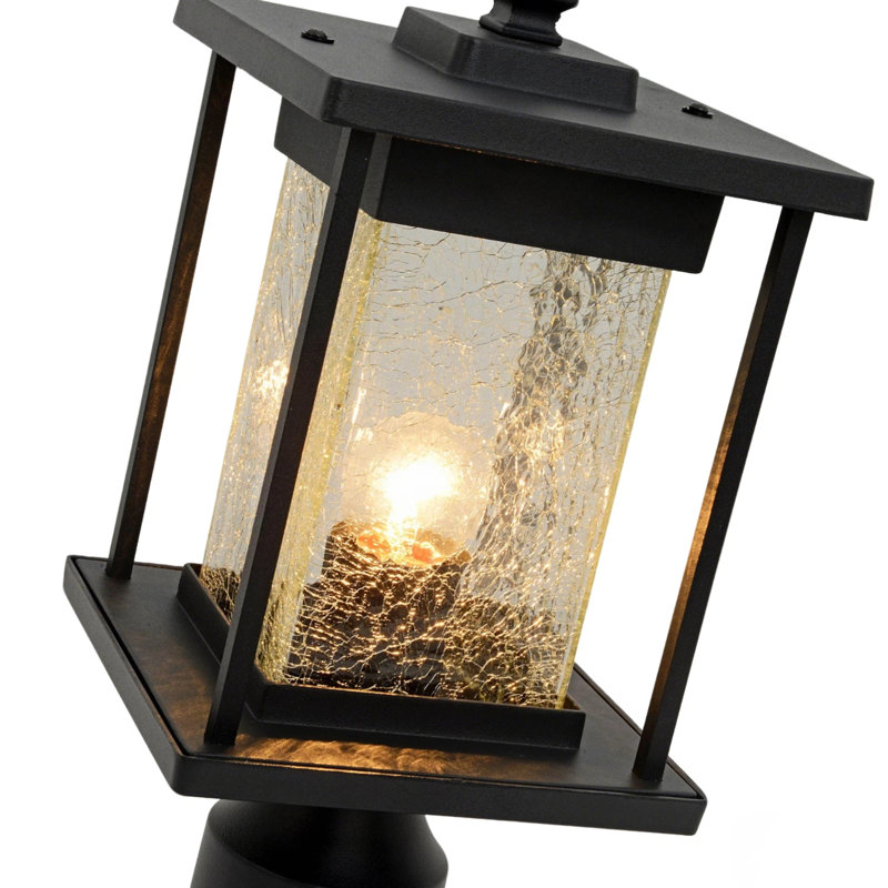 Luminaire d'extérieur à fixation sur pilier avec verre craquelé 