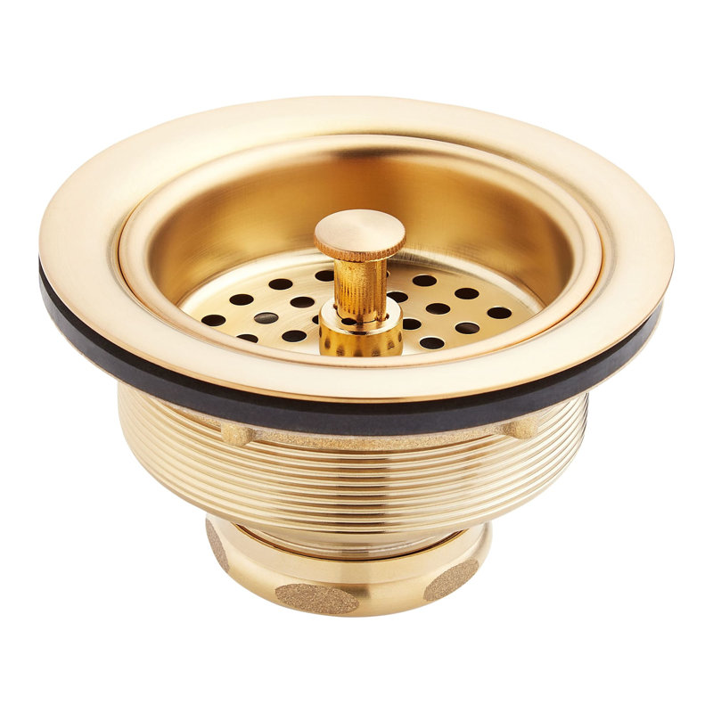 Strainer Basket with Lift Stopper - 3-1/2" - Brushed Gold, Brushed Gold