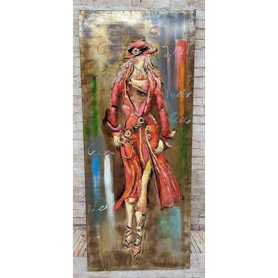 "Fashion Icon Model Girl", art mural mixte 3D, décoration suspendue, peinte à la main