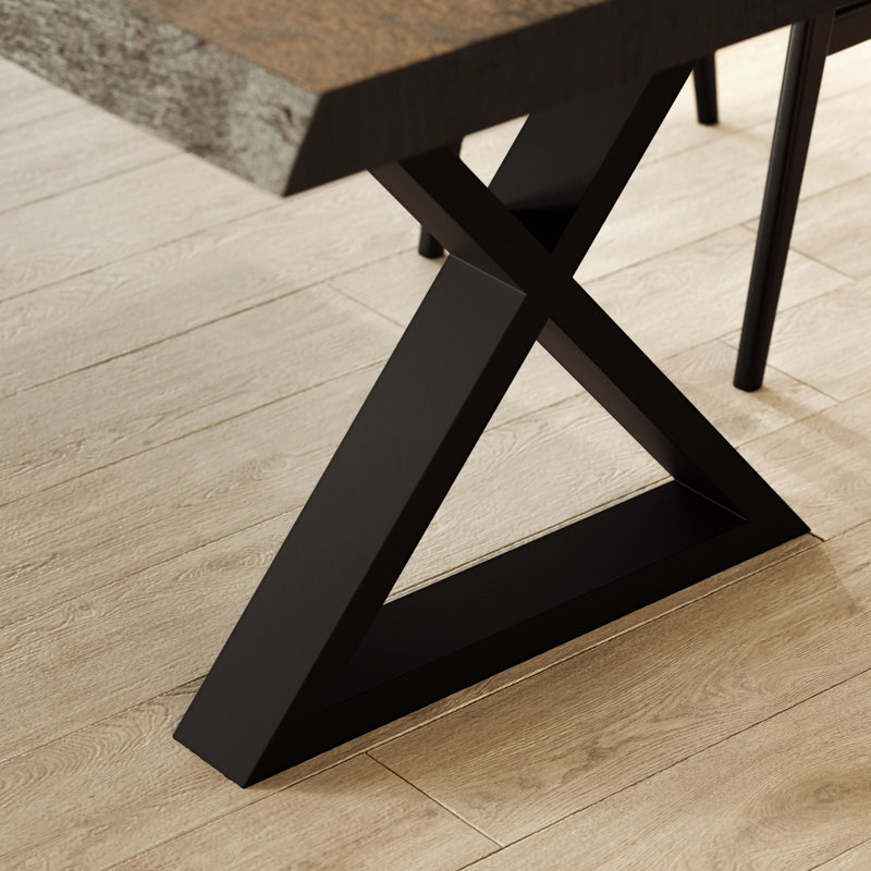 Brooks X Base Dining Table, Americano, 29.75"H x 79"L x 40"W, Black