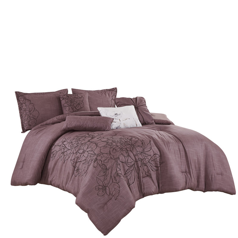 Polyester Floral Comforter, King Comforter + 6 Additional Pieces