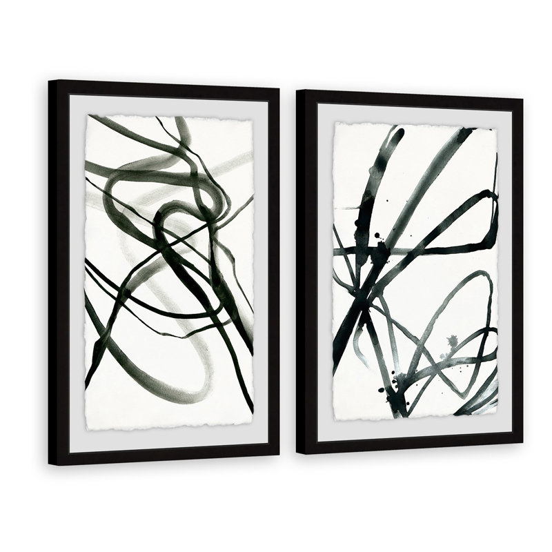 «Toxic Lines Diptych», ensemble de 2 reproductions de cadres photo sur papier, noir / blanc, L 8 po x H 12 po