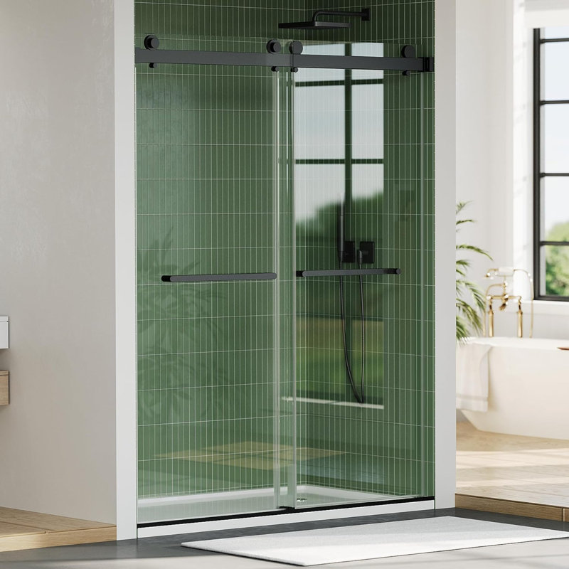 56-60" W x 74" H Shower Doors, Frameless Shower Door, Double Sliding Glass with 1/4" (6mm) Clear Tempered Glass for Bathroom,Brushed Nickel