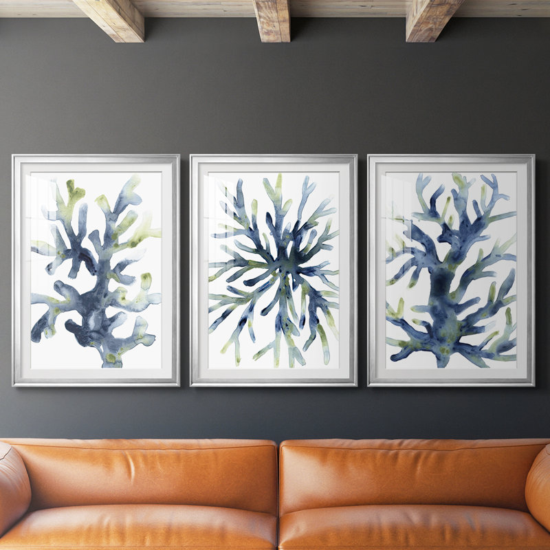 3 pièces, corail liquide, H 21 po x l 30 po, Argent argent