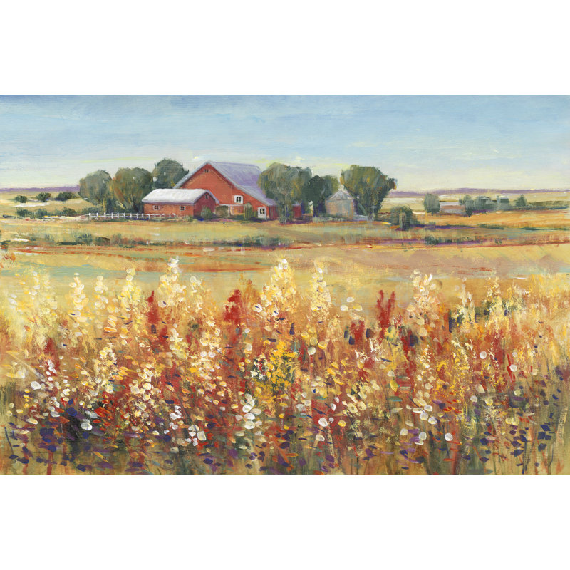 Country View I by Tim OToole - Painting on Canvas, 61cm H x 91cm W x 3.8cm D, Black Floater Framed