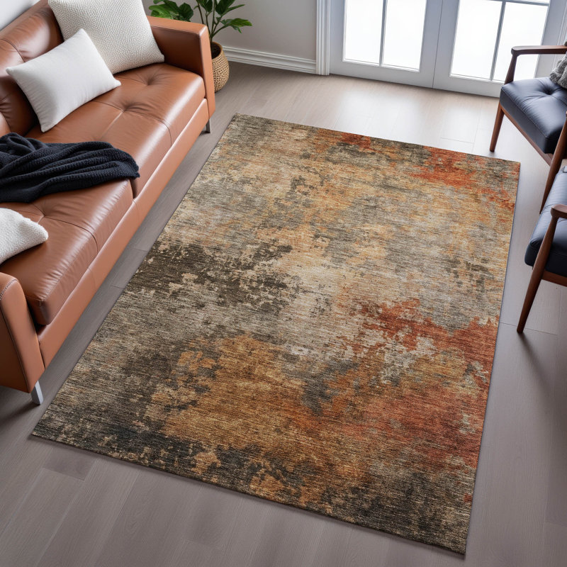 Premium Machine Washable Jessie AMF1216 Abstract Rug, Rectangle 10 pi x 14 pi