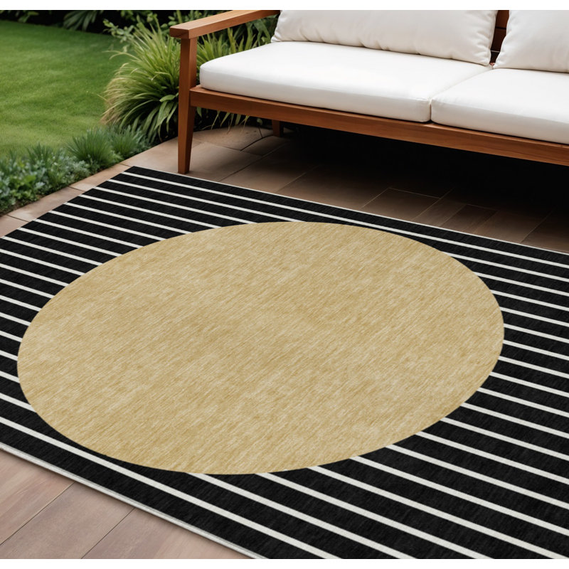 Tapis intérieur lavable rayé noir 10 pi x 14 pi