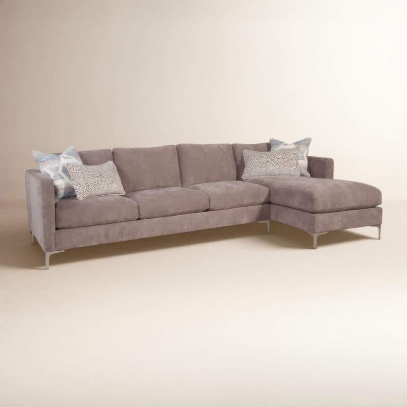 Upholstered Chaise Sectional, Blue Buffalo Check; 0120-61, Right Hand Facing