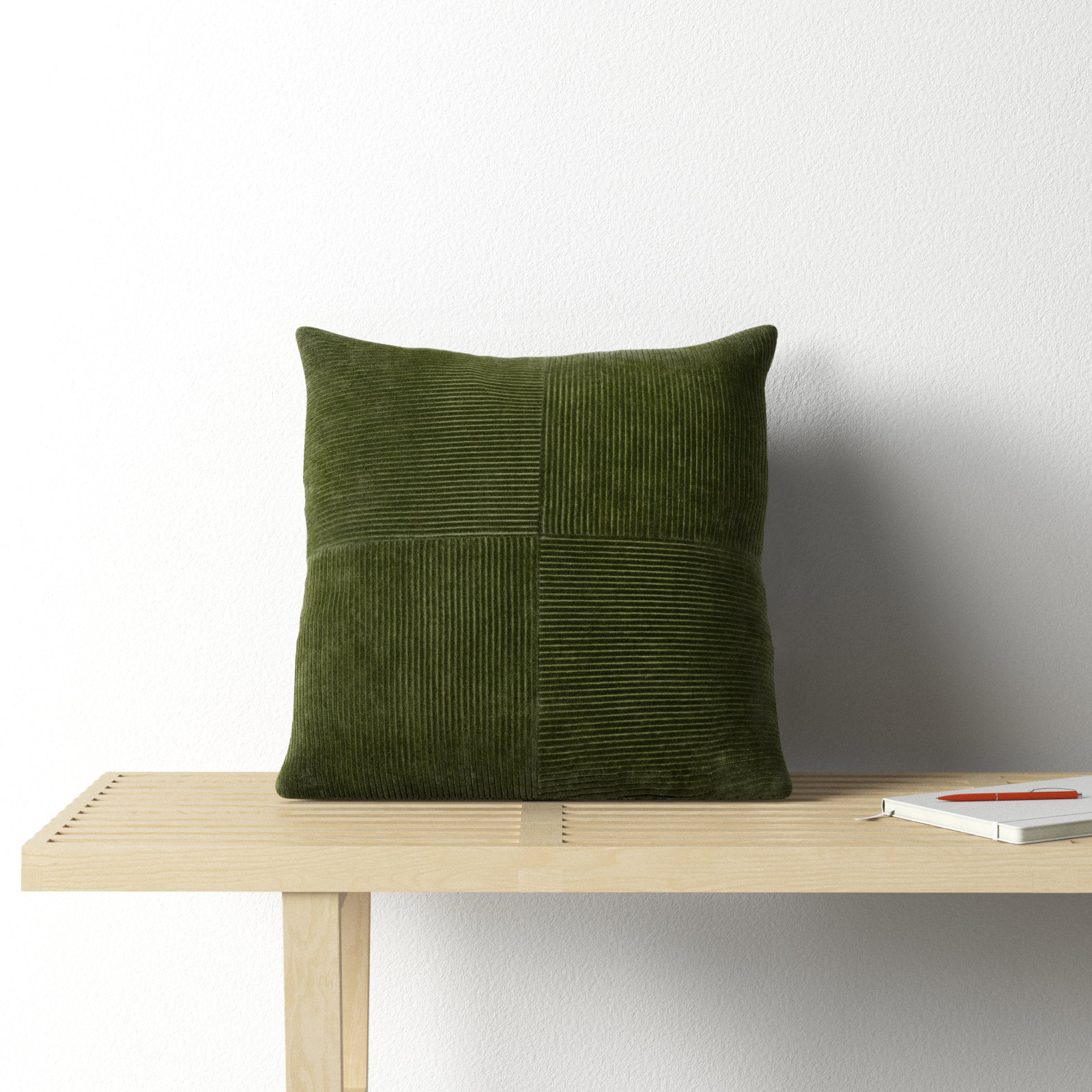 Selma Cotton Throw Pillow, 18" x 18", Olive
