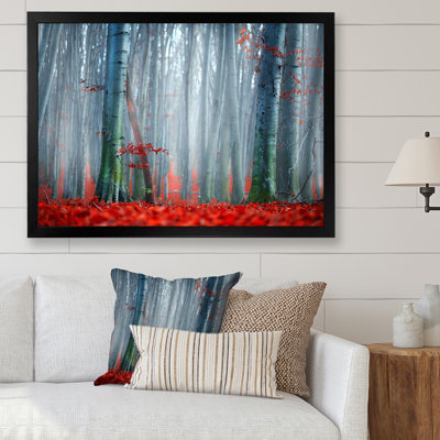 Mystic Red Forest Autumn Landscape II - œuvre d'art traditionnelle sur toile
