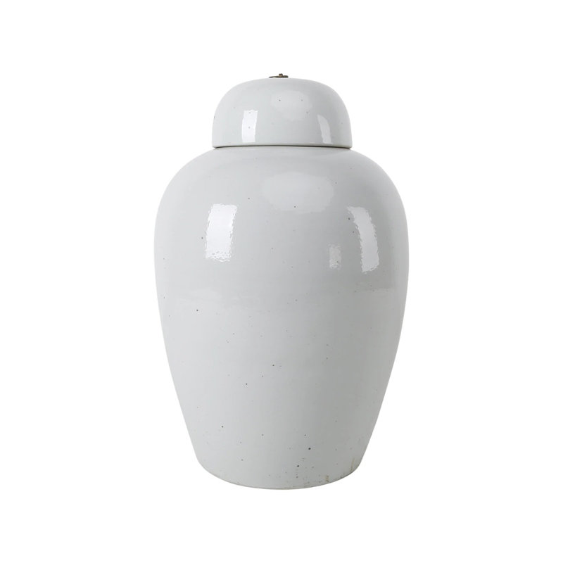 Pot en porcelaine blanc cassé Blum, H 13 po x l 8,5 po x P 8,3 po
