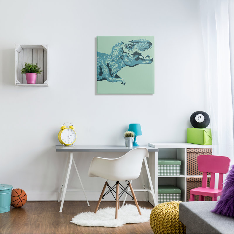 Art mural personnalisé rétro T-Rex cmw-040, Oui, Toile tendue, H 24 po x l 24 po
