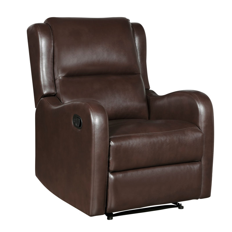 Brown Reclining Chair 1Pc Comfort Seating Faux Leather Upholstery Living Room Furniture Solid Wood, Brown