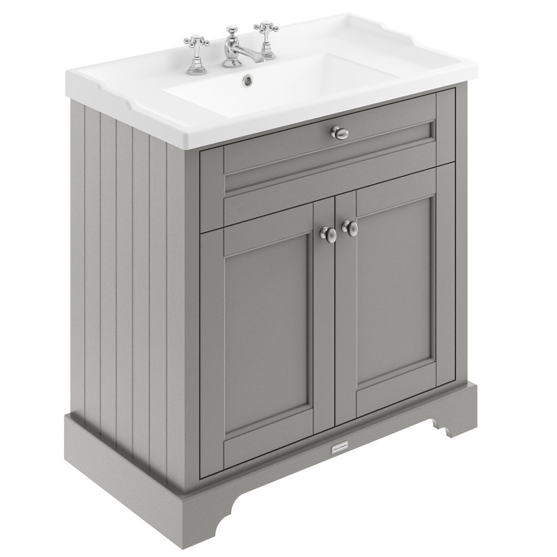 Old London 820mm Single Bathroom Vanity with Integrated Ceramic Basin, White
