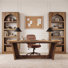 Ensemble de bureau à domicile 3 pièces Modern Farmhouse: bureau à domicile 70,9 "et bibliothèque arquée à 5 niveaux H 70,8"