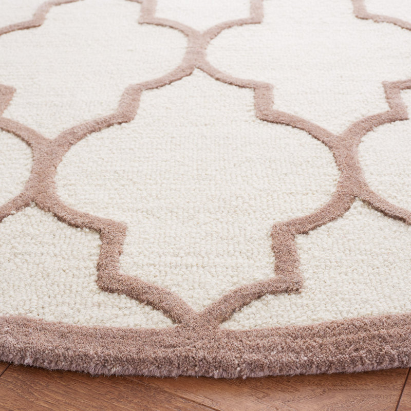 Cannen Hand Tufted Wool Geometric Rug, Round 6'