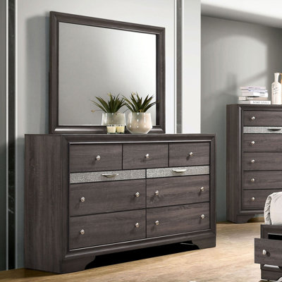 Ensemble de miroir de couleur grise avec commode à bijoux cachée en queue d'aronde anglaise