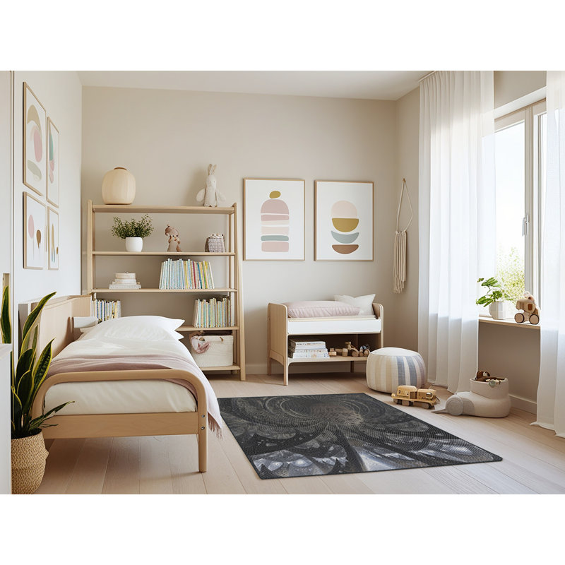 Tapis gris tissé à la machine, Rectangle 3 pi x 5 pi