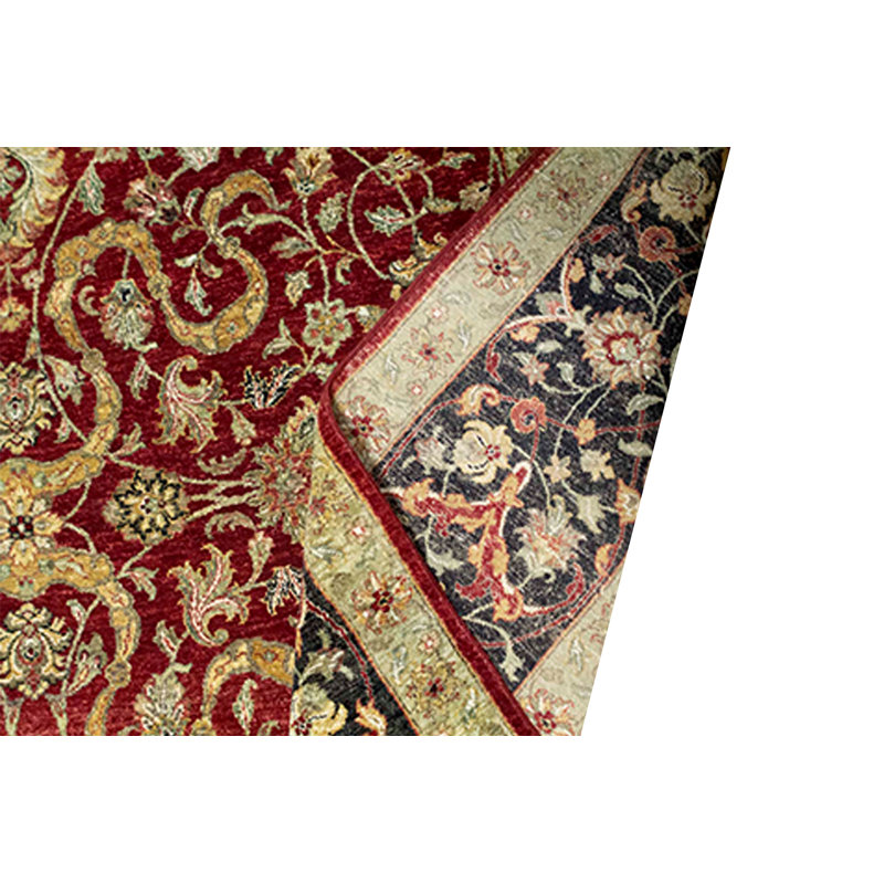 Tapis rouge et noir noué à la main de haute qualité
