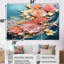 «Blooming Pink Gold Flowers Wave», ensemble de décorations murales florales modernes-1733387607-1733387608