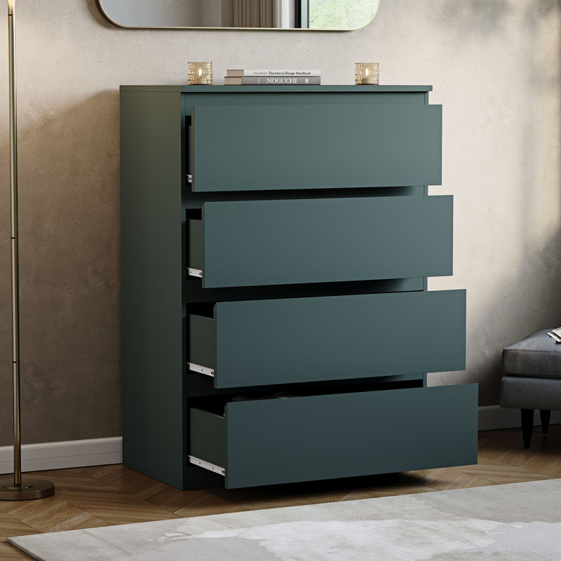 Cunha 4 Drawer Chest Modern Bedroom Furniture , Green