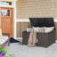 Gymax 52'' W 133 Gallons Water Resistant Wicker Deck Box with Wheels in Mix Brown