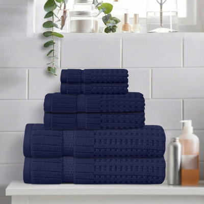 Ensemble de serviettes 6 pièces Willow - 100% coton peigné, qualité supérieure 630 g / m², bleu marine, ultra doux et très absorbant