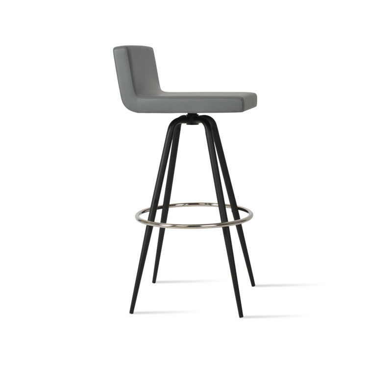 Tabouret pivotant Dallas Max, Tabouret de bar (siège d'une hauteur de 29 po), Noir, Gris