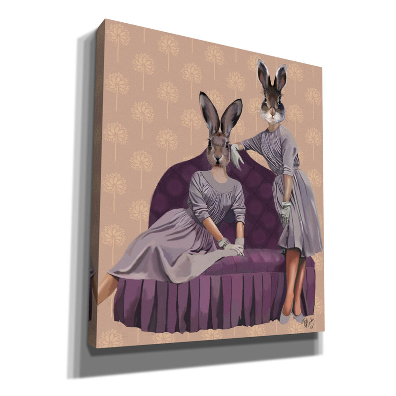 Lapins en mauve par Fab Funky - impression sur toile tendue, H 30 po x l 26 po x P 1,5 po