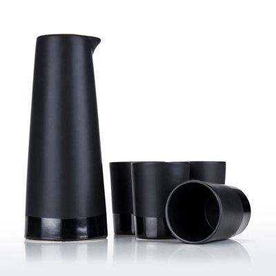 Harrison 5-Piece Stoneware Sake Set in Black